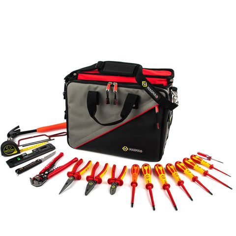 C.K Professional Electrical Tool Kit 18-Piece VDE Insulated Hand Tool Set with Technician Case, Screwdrivers, Pliers, Cutter & Wire Stripper – Black UK