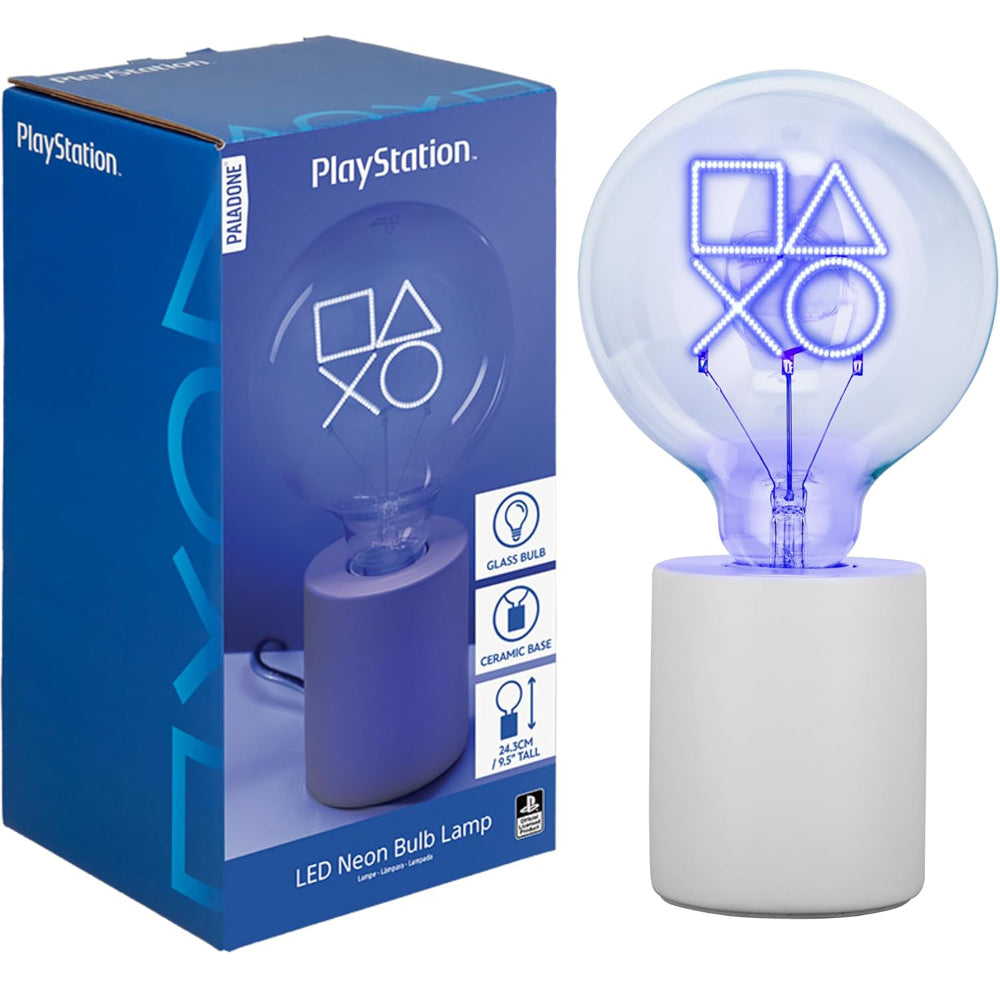Paladone PlayStation Icons Decorative LED Neon Bulb Lamp - E27 Glass Lightbulb, Officially Licensed Sony Gamer Gift, Perfect for Bedrooms, Homes, Gaming Room Decor, Blue