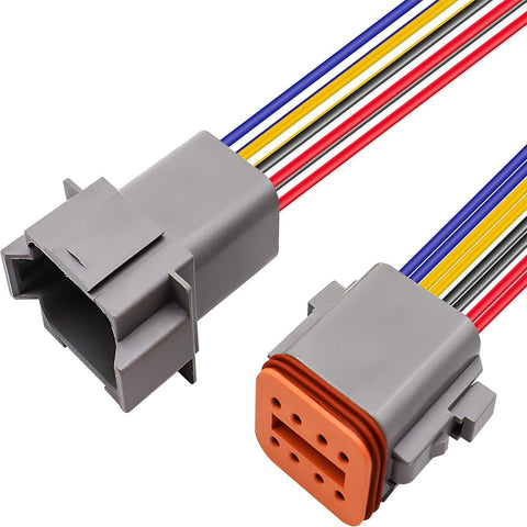 HISports 8-Pin DT Connector Kit, Waterproof DT Electrical Wire Connector 8 Pin Way Sealed Gray Male and Female Auto Waterproof Electrical Wire Connector Plug, for Motorcycle, Scooter, Car, Boats