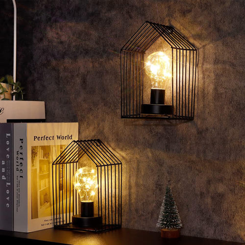 Battery Operated Table Lamp Set of 2 – 18cm Vintage Wall Sconce