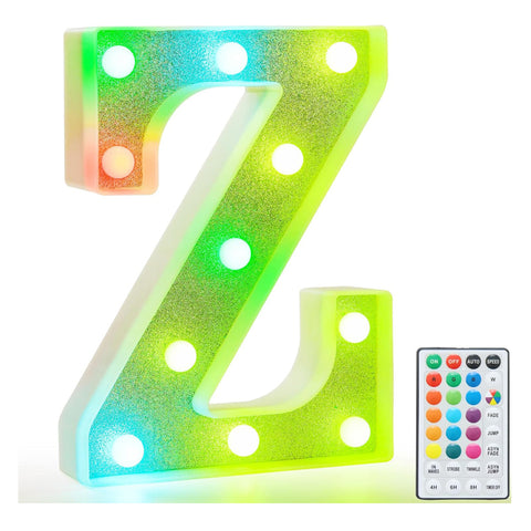 Colorful Light Up Letters, Glitter LED Letter Lights 18 Color Changing Shiny Alphabet Sign Gifts for Girls Women Party Birthday Decorations Remote Night Light Christmas Valentine Wall Table Decor - Z