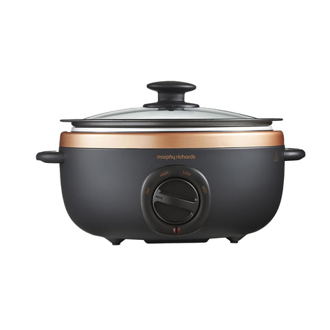 Morphy Richards 3.5L Sear and Stew Slow Cooker – Matte Black & Rose Gold