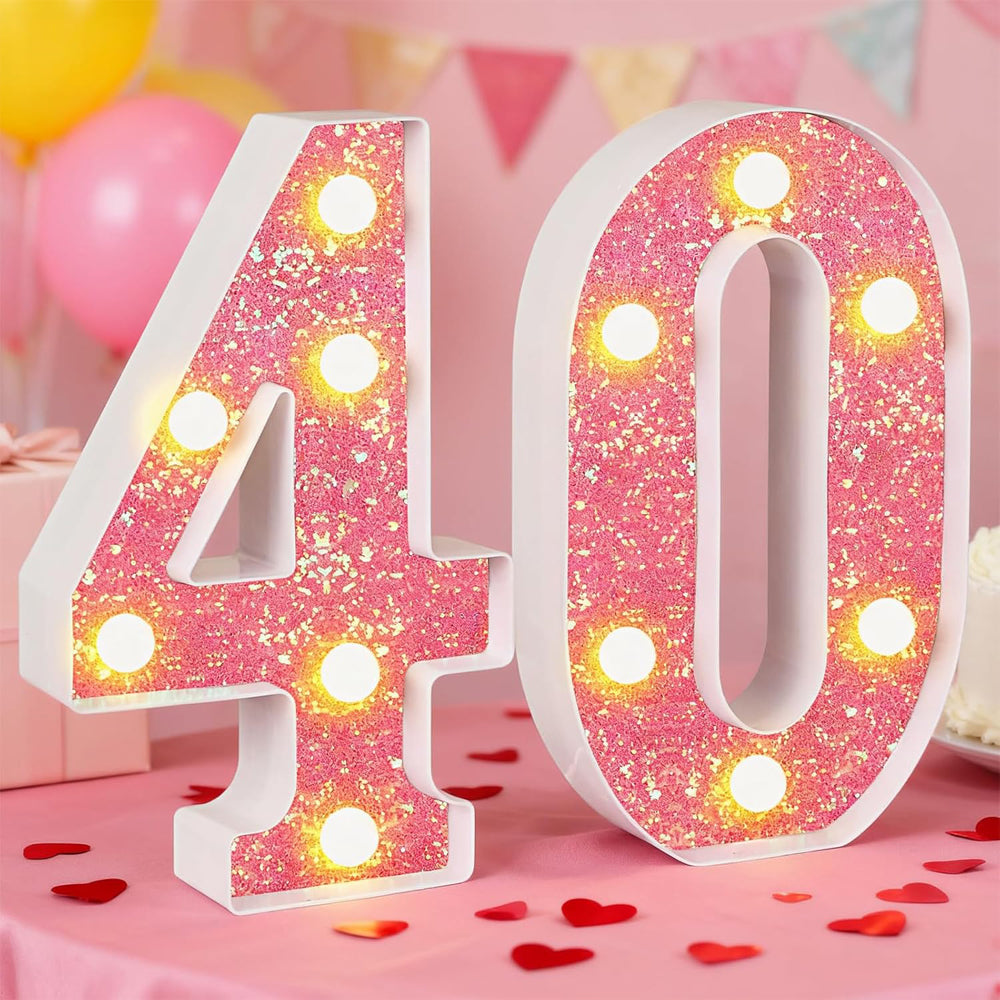 LED Light Up Number 40 – Pink Marquee Party Decoration UK