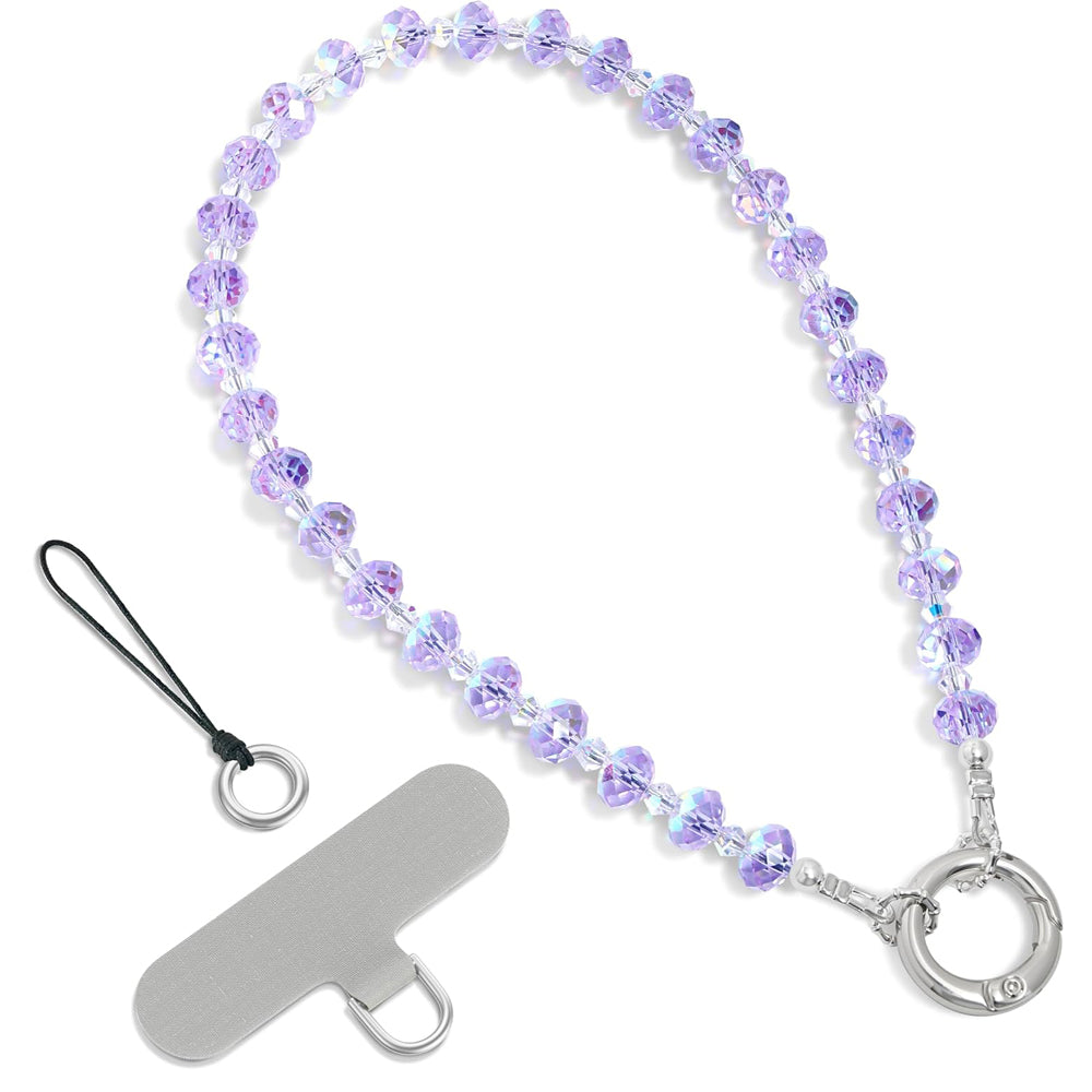 Crystal Phone Charm Bling Wrist Strap with Tether Tab