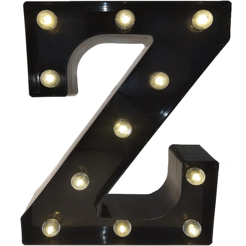 Black Alphabet Marquee Letters LED 26 Alphabet Light Up Letters with Diamond Bulb Battery Powered Led Letter for Wedding Birthday Christmas Home Bar Decoration Party Night Light (Black Letter Z)