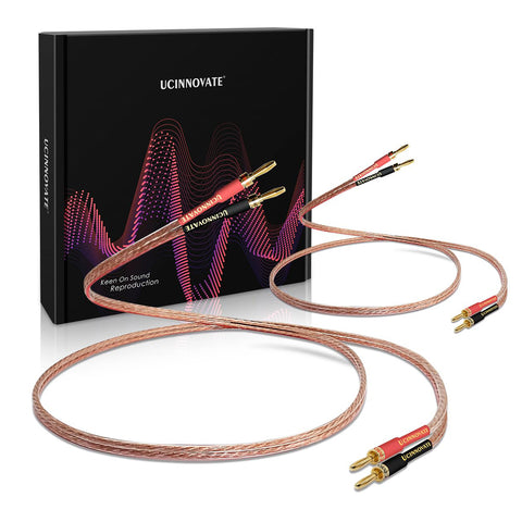 WOWLED 13AWG HiFi Speaker Cable with Gold-Plated Banana Plugs 1.5m