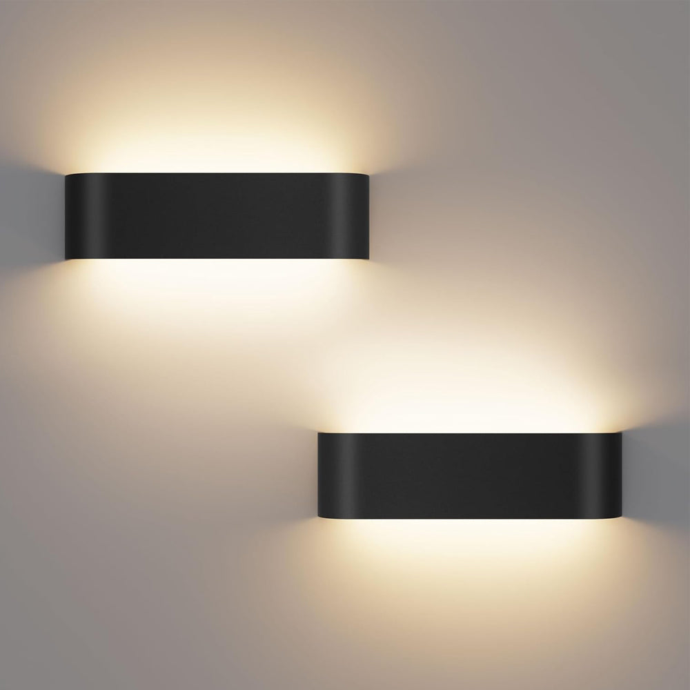 Indoor Led Wall Lights - 2 Pack 3000K/4500K/6000K Adjustable Color Temperature Wall Lights for Bedroom Living Room Kitchen Dining Room (Black, 2 Pack)