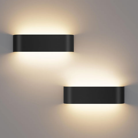 Indoor Led Wall Lights - 2 Pack 3000K/4500K/6000K Adjustable Color Temperature Wall Lights for Bedroom Living Room Kitchen Dining Room (Black, 2 Pack)