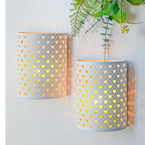 Battery Powered Heart Wall Sconce Table Lamp Set of 2