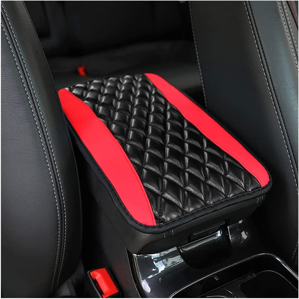 Car Center Console Cushion Pad – PU Leather Armrest Cover Protector Red