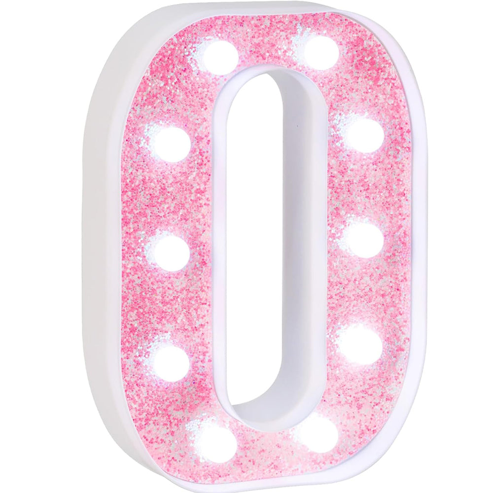 Pink Glitter LED Letter O – Battery Powered Table & Wall Light