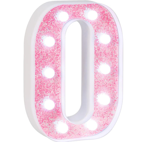 Pink Glitter LED Letter O – Battery Powered Table & Wall Light