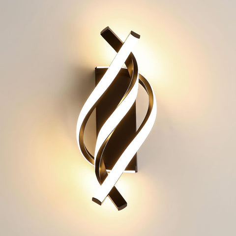 Modern LED Wall Light 22W Black Spiral Lamp