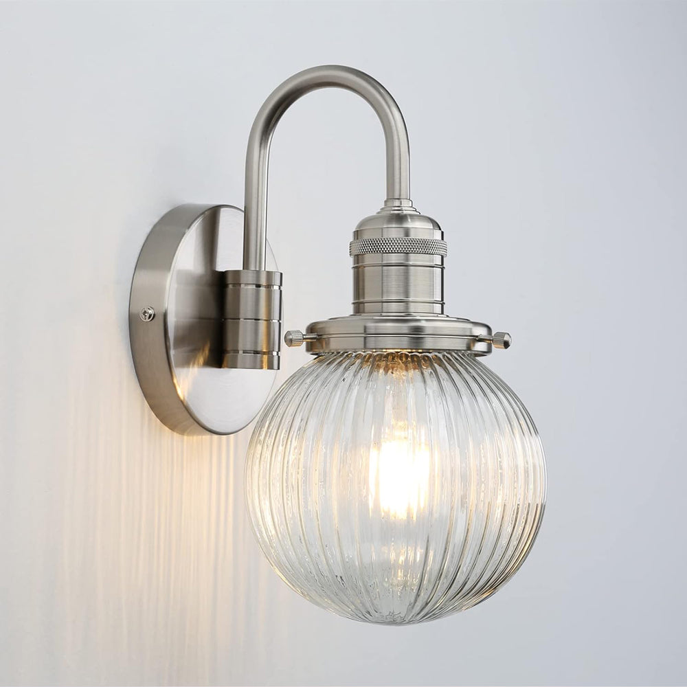 Retro Glass Ribbed Wall Light E27 Industrial Sconce