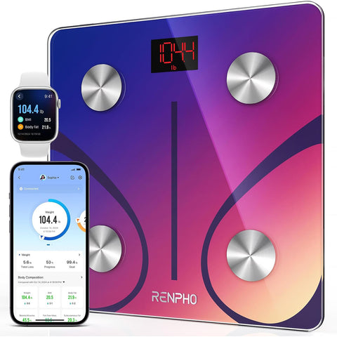 RENPHO Body Fat Scale Bluetooth - Digital Smart BMI Scale & Body Composition Monitor with App, Bathroom Weight Scale, Red