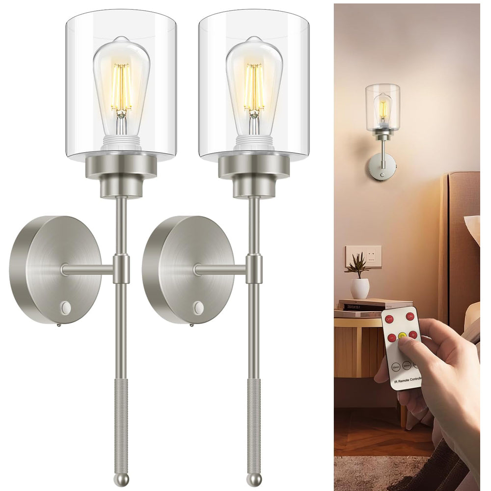 Battery Operated Wall Sconces Set of 2 with Remote and Dimmable LED