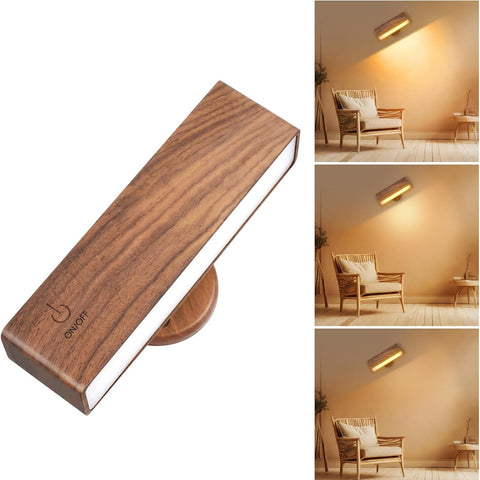 Battery Operated Wall Lights, Indoor Sconce Wall Light 360° Rotatable Magnetic, 4000mAh Rechargeable Wireless Wall Lamp, Touch Control Dimmable Wireless Wall Sconce for Bedroom, Living Room