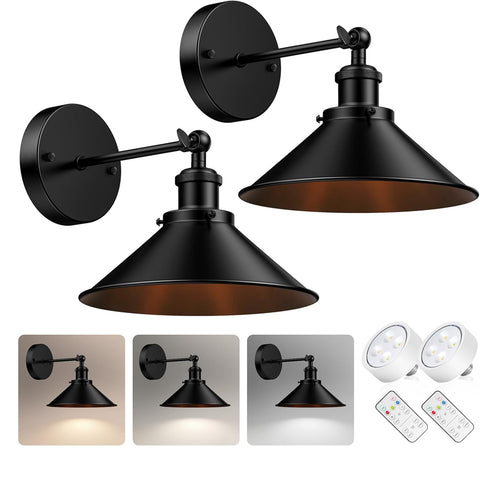 Battery Operated Wall Lights Set of 2 Dimmable