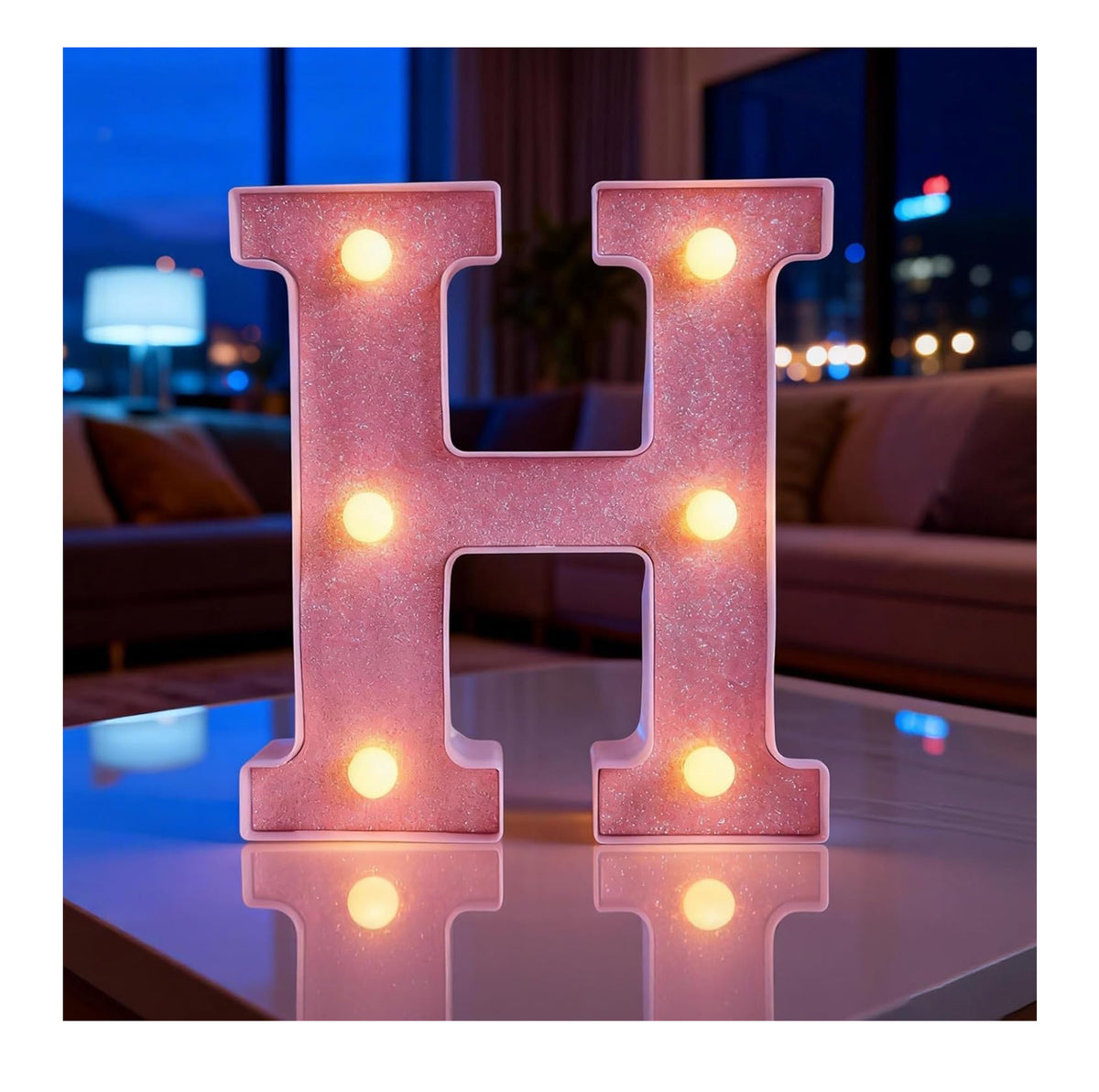 Light Up Letter H, LED Letter Lights Pink, Warm Lighted Letters Light Sign, Battery Powered Night Light for Birthday Wedding Anniversary Christmas Home Wall Decor