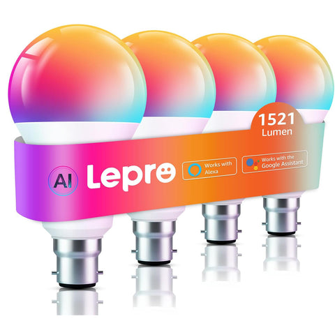 Smart B22 WiFi Colour Changing Music Sync Bulb 4 Pack