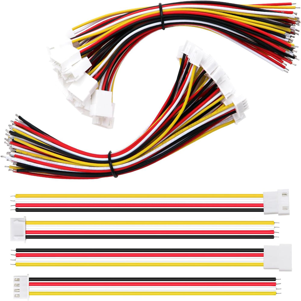 Lyeteung 15 Pairs Mini Micro JST-XH 2.54 Plug Connector, JST 4 Pin Micro Electrical Male and Female Connector Plug Wire Cable, with 150mm 22AWG Wire