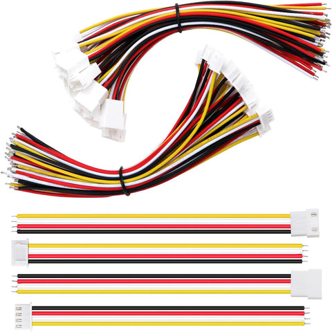 Lyeteung 15 Pairs Mini Micro JST-XH 2.54 Plug Connector, JST 4 Pin Micro Electrical Male and Female Connector Plug Wire Cable, with 150mm 22AWG Wire