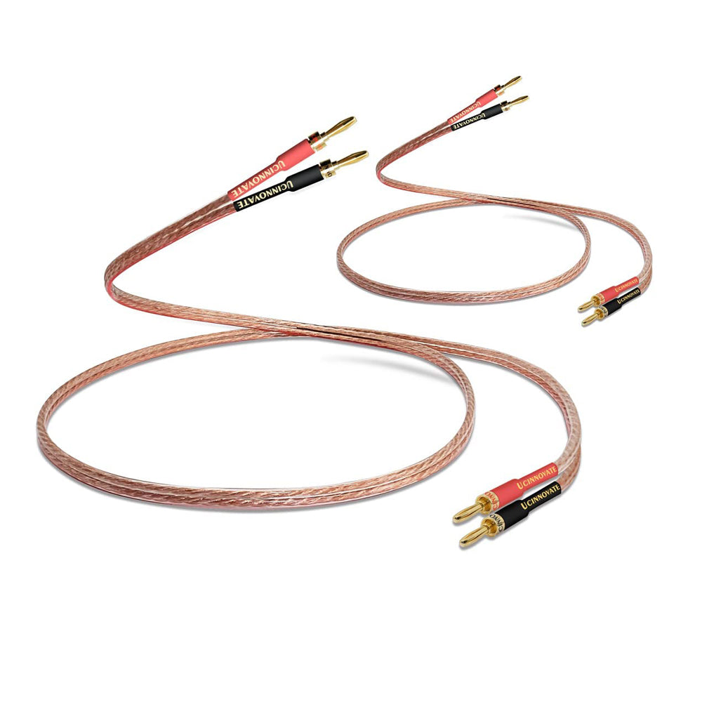 WOWLED 13AWG Speaker Wire with Gold-Plated Banana Plugs 2m