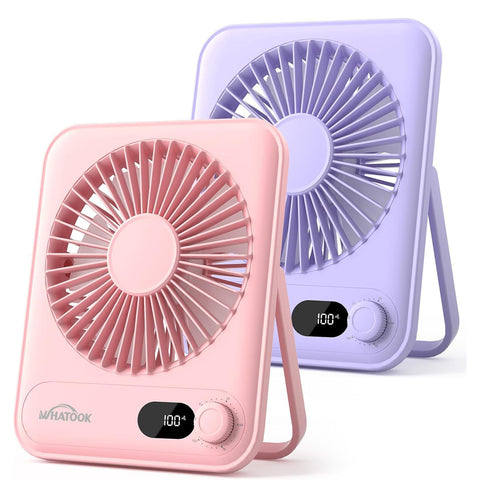 Mini USB Desk Fans 2 Pack – 5000mAh Ultra Quiet, 100 Speeds