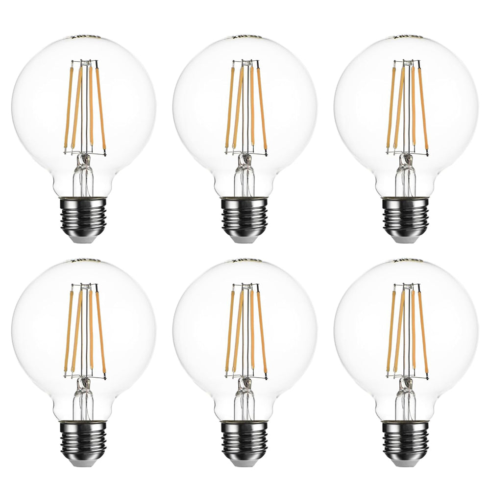 G80 E27 Vintage Globe LED Bulbs 8W 1000lm 6 Pack