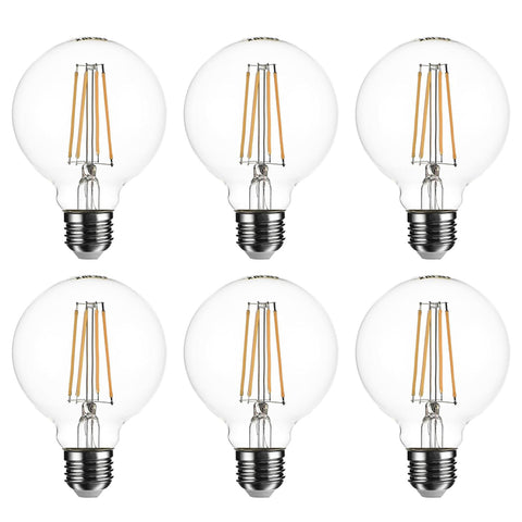 G80 E27 Vintage Globe LED Bulbs 8W 1000lm 6 Pack