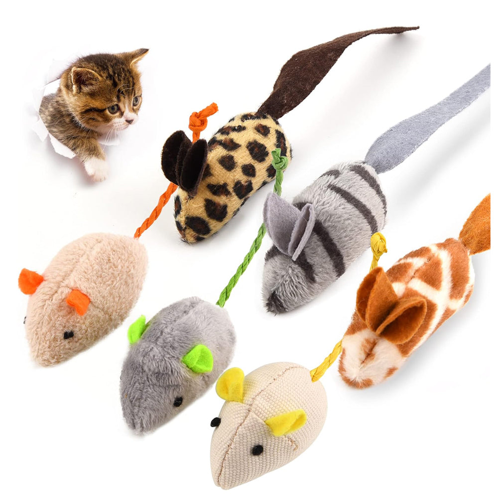 6 Pack Catnip Mouse Toys for Indoor Cats – Interactive Cat Toys