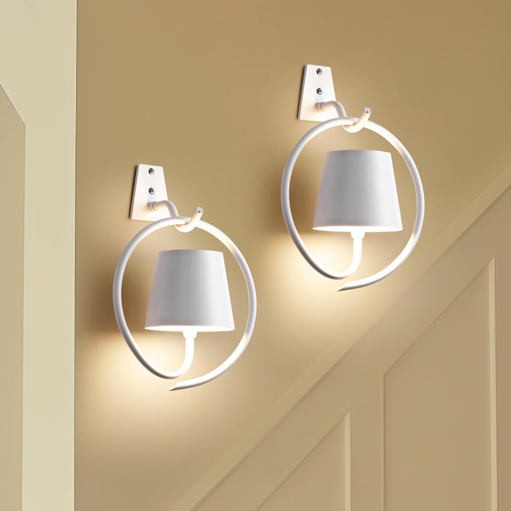 Battery Operated Wall Lights, 2 Pack Rechargeable Wall Light Indoor with 3 Color Temperatures, Dimmable Wireless LED Wall Lamps IP54 Waterproof Wall Sconce Lights for Bedroom, Living Room(White)