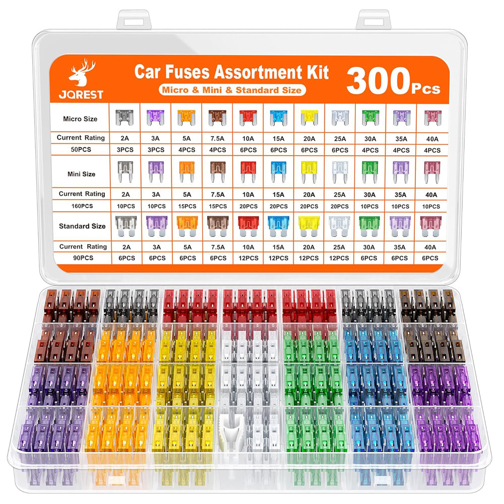 JOREST 300Pcs Car Fuses Assorted Kit – Micro, Mini & Standard Blade Set