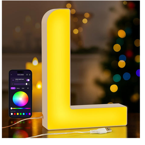LED Light Up Letter L – USB Colour Changing Night Light
