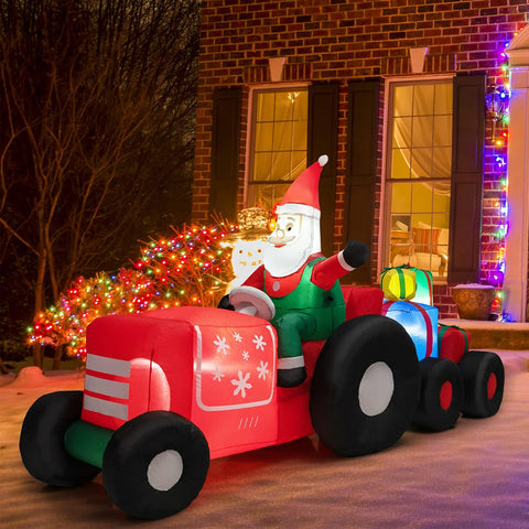 COSTWAY Inflatable Christmas Santa Claus with LED Lights and Blower – Self Inflating Outdoor & Indoor Xmas Decoration