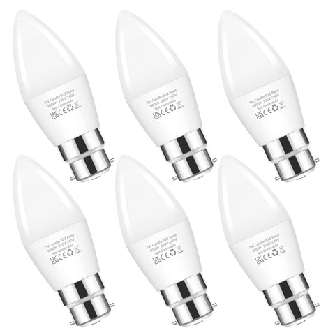 7W B22 LED Candle Bulbs – 60W Equivalent, Cool White 6000K