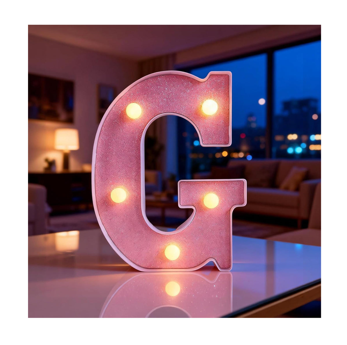 Light Up Letter G, LED Letter Lights Pink, Warm Lighted Letters Light Sign, Battery Powered Night Light for Birthday Wedding Anniversary Christmas Home Wall Decor