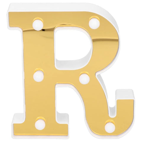 Gold LED Alphabet Letter Light R Warm White Battery Decorative Lamp UK