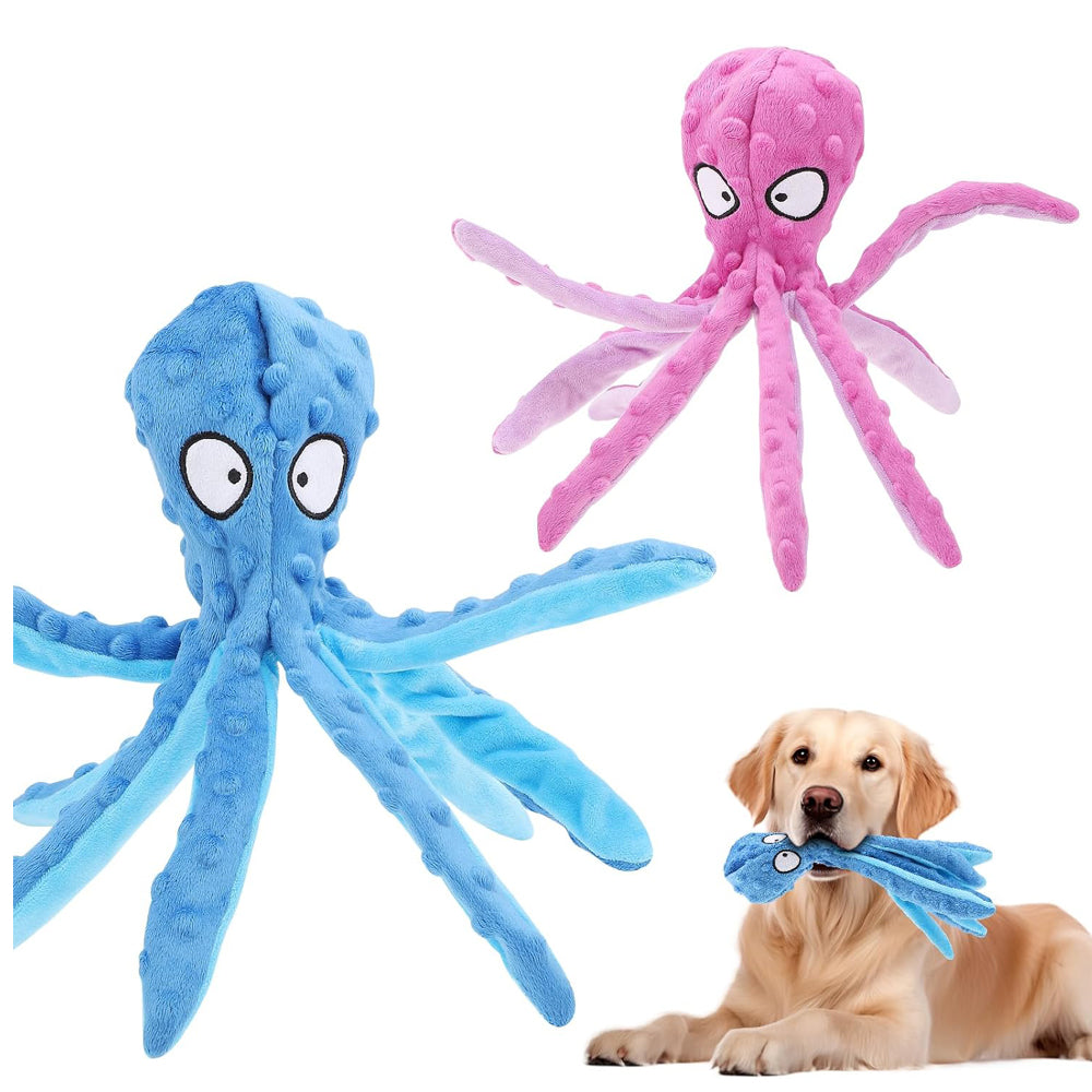 Octopus Squeaky Dog Toy Set with Crinkle Paper