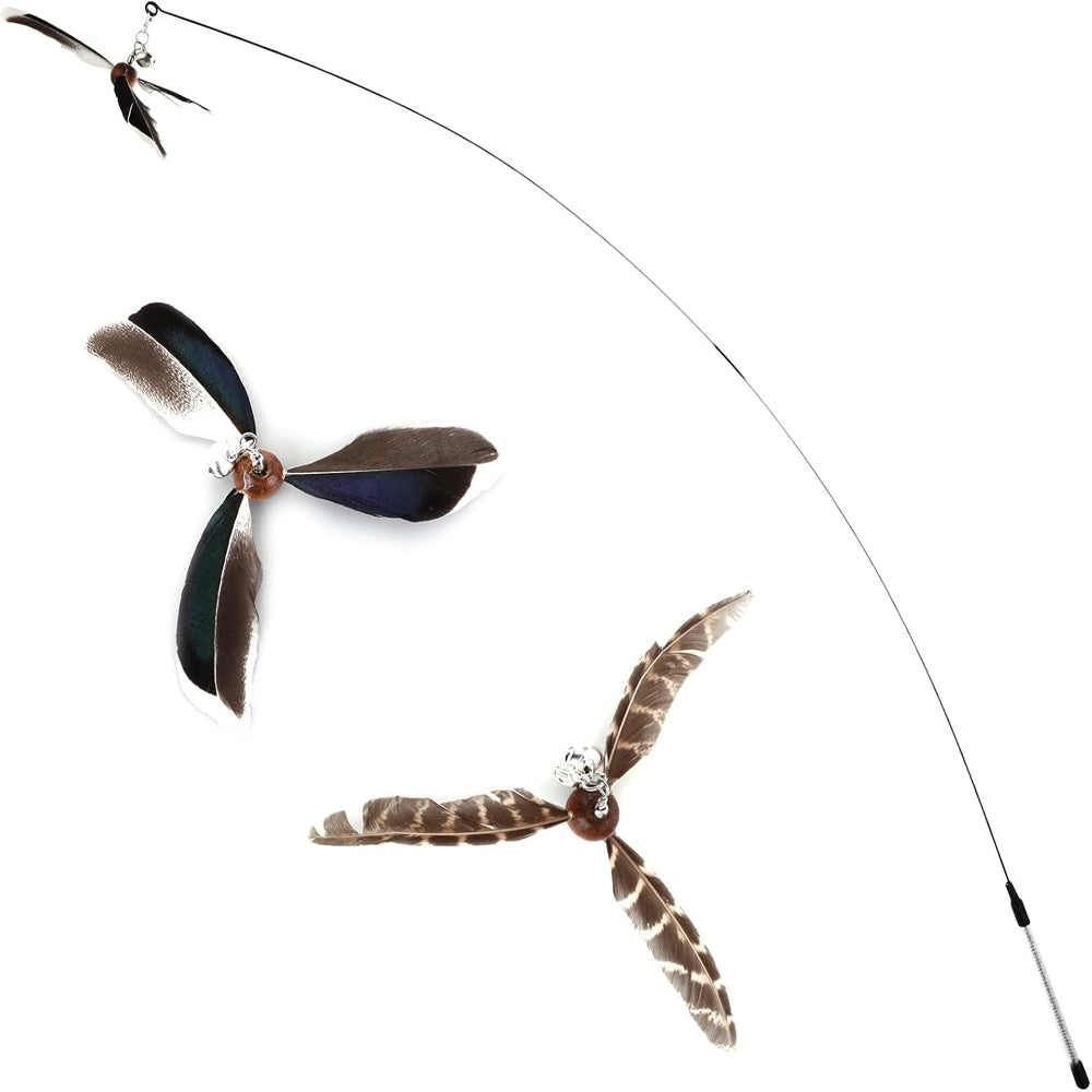 Feather Propeller Cat Wand Toy with Refill Attachment