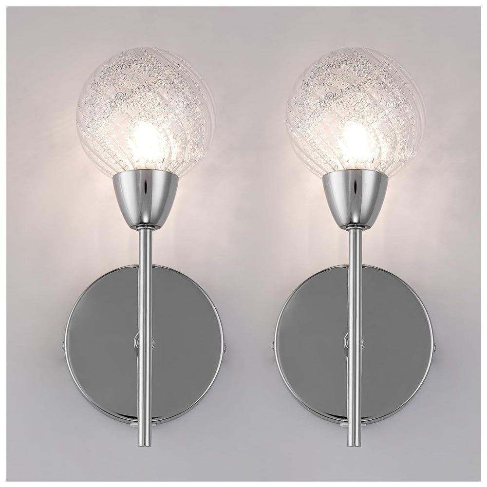 Polished Chrome Wall Lights Set of 2 with Switch