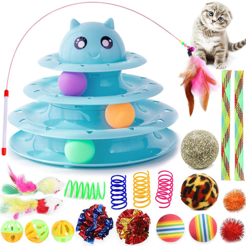 21 Pack Cat Toys for Indoor Cats Interactive Kitten Toy Set