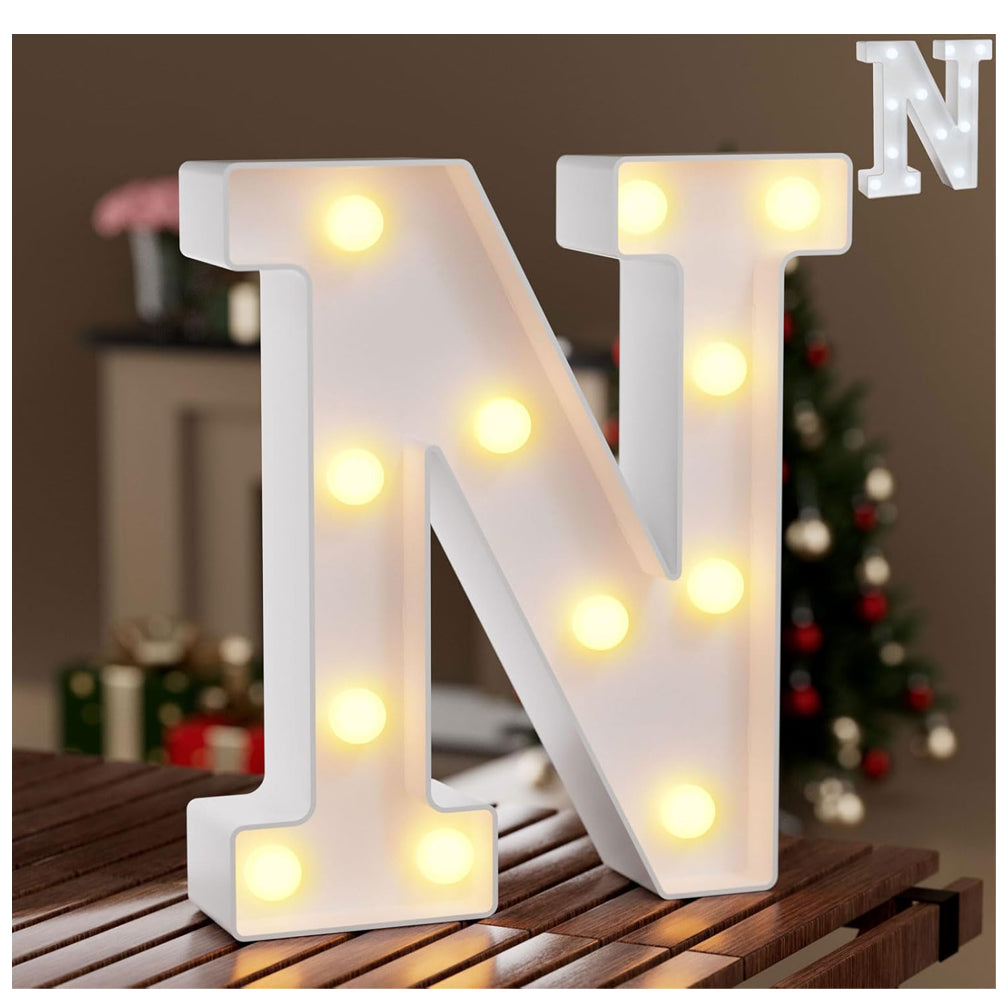 Ledido LED Light Up Marquee Letters Sign - Cool & Warm Light up Letters for Birthday Decorations, LED Letter Lights for Proposal Wedding Grad Bar Home Bedroom Table Wall Party Decor, Letter N