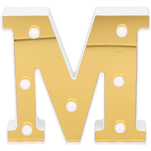LED Alphabet Letter Light – Gold Warm White 16cm Battery-Powered – UK