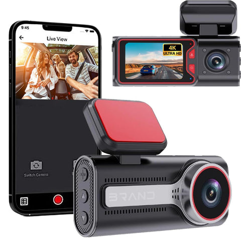 4K Front and 1080P Rear Dash Cam with WiFi and Night Vision