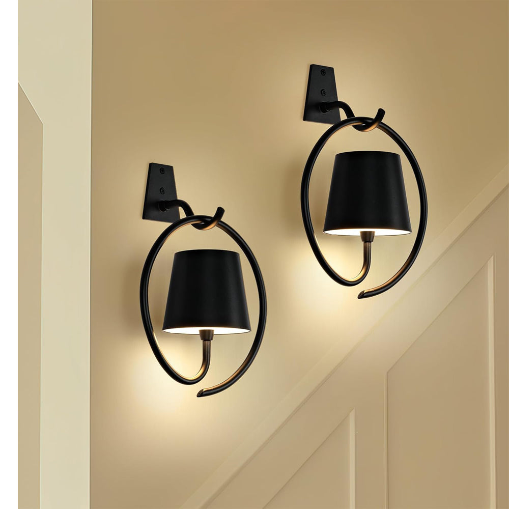 Battery Operated Wall Lights Rechargeable 2 Pack Black