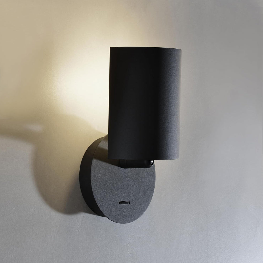 Modern Aluminium Wall Lamp with Black Switch, 90° Swivel Lampshade, E14 Bulb, for Bedroom, Living Room, Hallway, Hotel