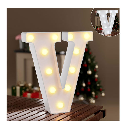 LED Light Up Marquee Letter V – Cool & Warm Glow