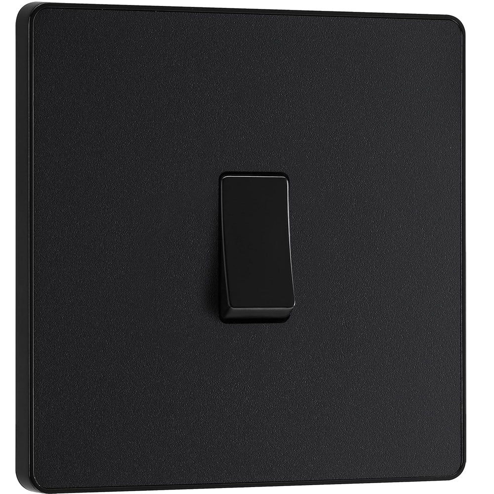 2 Way Screwless Wall Light Switch Matt Black 20A