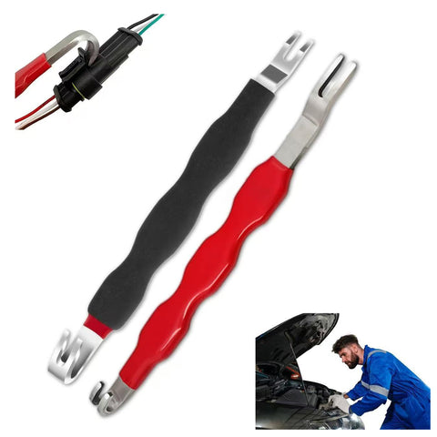 2PCS Automotive Electrical Connector Removal Tool Set – Dual Head Red Black Wire Terminal Pliers for Car Repair & Maintenance
